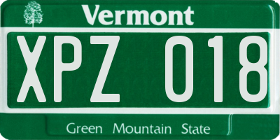 VT license plate XPZ018