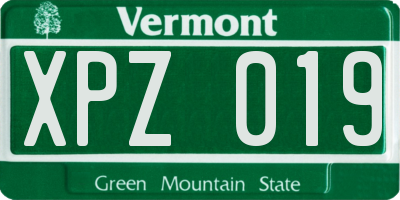 VT license plate XPZ019