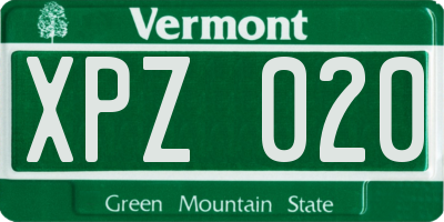 VT license plate XPZ020