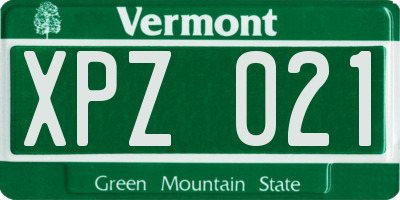 VT license plate XPZ021