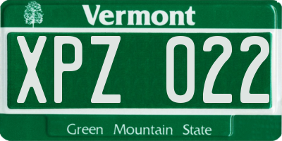 VT license plate XPZ022