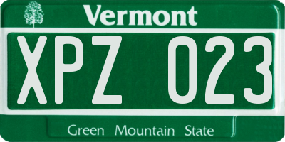 VT license plate XPZ023