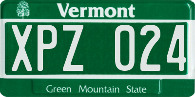 VT license plate XPZ024