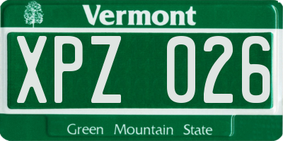 VT license plate XPZ026