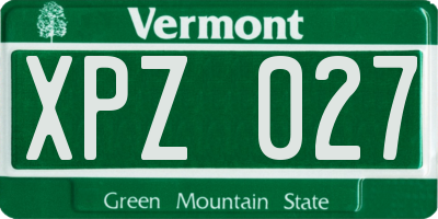 VT license plate XPZ027