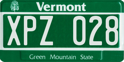VT license plate XPZ028