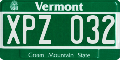 VT license plate XPZ032