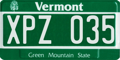 VT license plate XPZ035