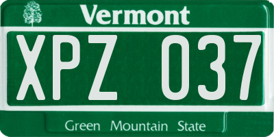 VT license plate XPZ037