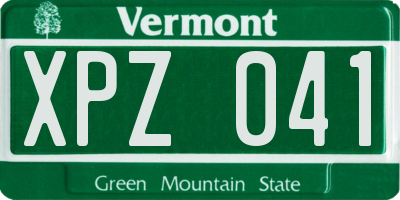 VT license plate XPZ041
