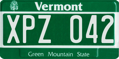 VT license plate XPZ042