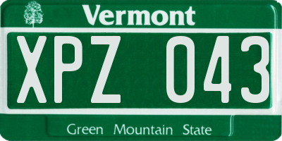 VT license plate XPZ043