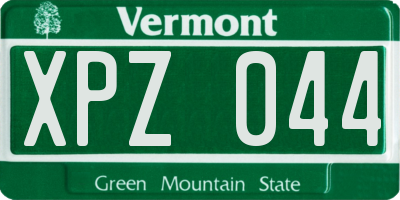 VT license plate XPZ044