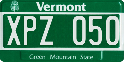 VT license plate XPZ050