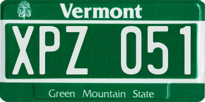 VT license plate XPZ051