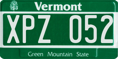 VT license plate XPZ052