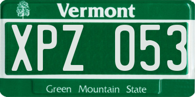 VT license plate XPZ053