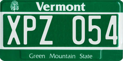 VT license plate XPZ054