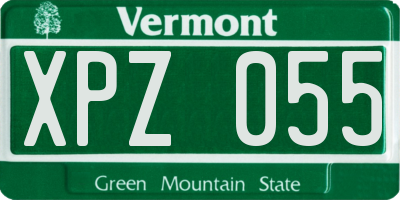 VT license plate XPZ055