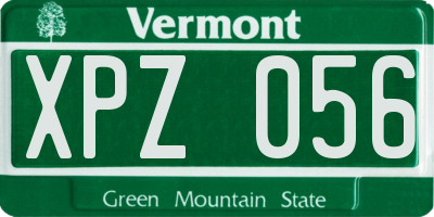 VT license plate XPZ056