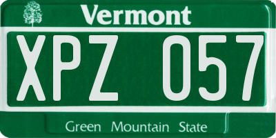 VT license plate XPZ057