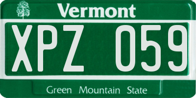 VT license plate XPZ059