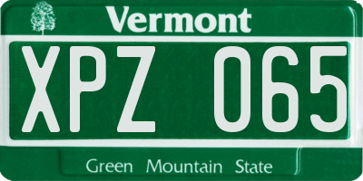 VT license plate XPZ065