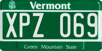 VT license plate XPZ069