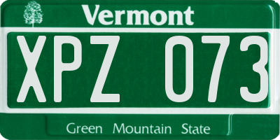 VT license plate XPZ073
