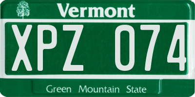 VT license plate XPZ074
