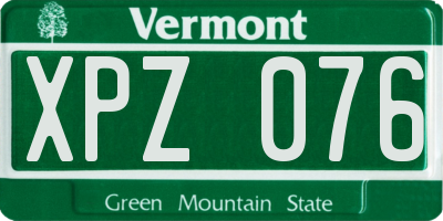 VT license plate XPZ076