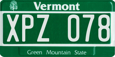 VT license plate XPZ078