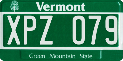 VT license plate XPZ079