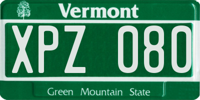 VT license plate XPZ080