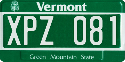 VT license plate XPZ081