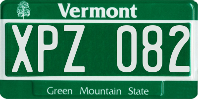 VT license plate XPZ082