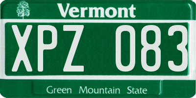 VT license plate XPZ083