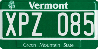 VT license plate XPZ085