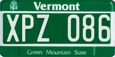 VT license plate XPZ086