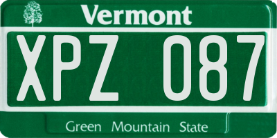 VT license plate XPZ087