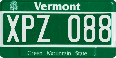 VT license plate XPZ088