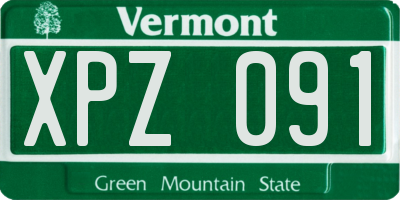 VT license plate XPZ091