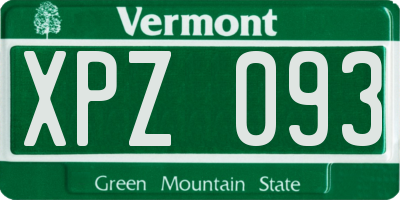 VT license plate XPZ093
