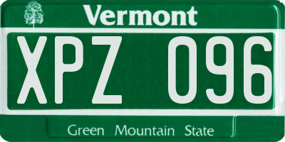VT license plate XPZ096