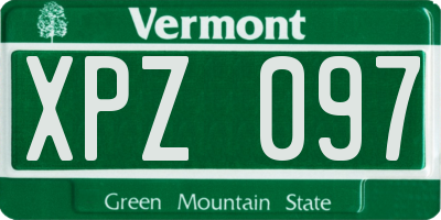 VT license plate XPZ097
