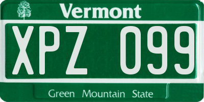 VT license plate XPZ099