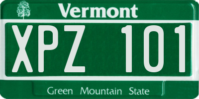 VT license plate XPZ101