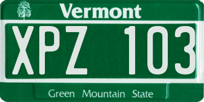 VT license plate XPZ103