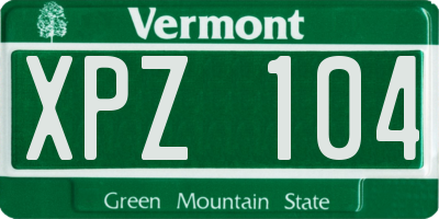 VT license plate XPZ104