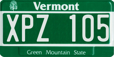 VT license plate XPZ105